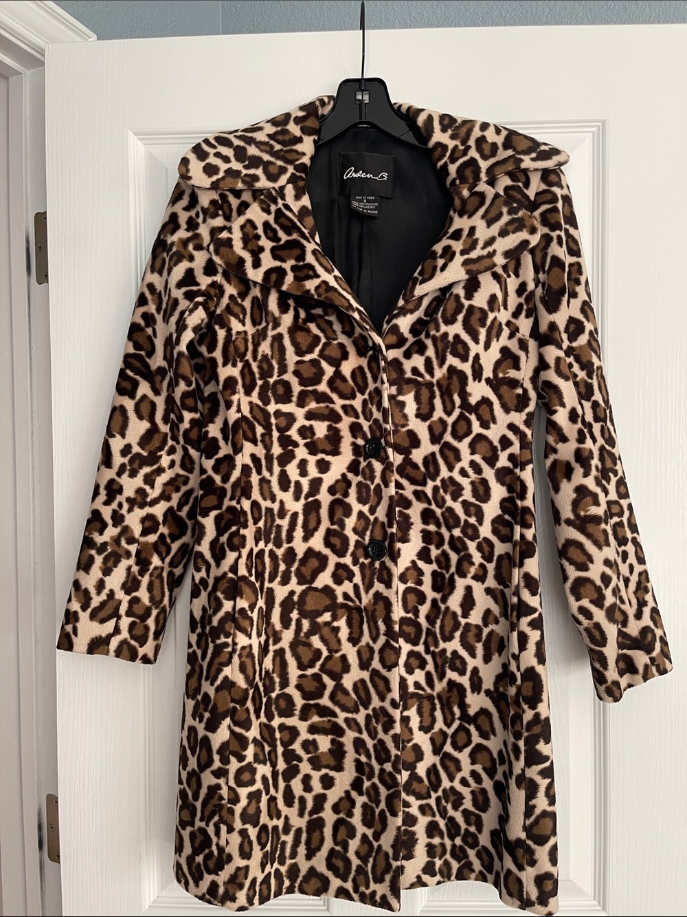 Arden B Leopard-Print Trench Coat in Brown and Cream